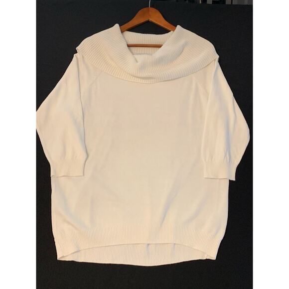 Chaus Tops - Chaus New York Womens Cowl Neck Lightweight Cream Top 3/4 Sleeve Size Large